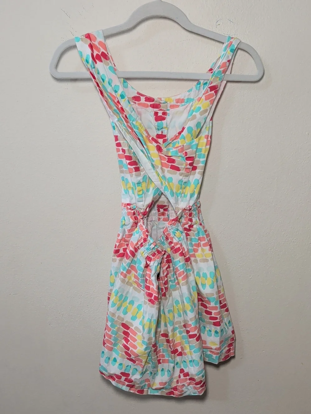 Gymboree Colorful Sundress White Red Button Front Crisscross Straps Girls Size 5